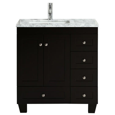 Eviva Happy 30″ x 18″ Transitional Bathroom Vanity w/ White Carrara Top Vanity Eviva Espresso